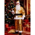 thumbnail image 6 of Men’s Santa Claus Costume Set – 12-Piece Christmas Suit with Gold Foil Print, Laser Patent Leather Jacket & Pants, Holiday Performance Outfit, 6 of 6
