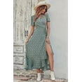 thumbnail image 6 of PRETTYGARDEN Women's Summer Wrap Maxi Dress Casual Boho Floral V Neck Short Sleeve Ruffle Hem Split Beach Long Dresses, 6 of 8