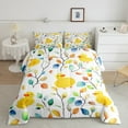 thumbnail image 3 of Cartoon Duck Bed in a Bag 7 Pieces Boho Floral Bedding Set, Colorful Leaves Full Size Comforter Set Abstract Watercolor Plant Bedding Comforter Sets, Farmhouse Animal Bed Set, 3 of 5