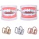 thumbnail image 2 of Grillz de doble diente con cara abierta hueca, chapado en oro amarillo, para los dos colmillos superiores derechos, joyería de cosplay de hip hop., 2 of 4