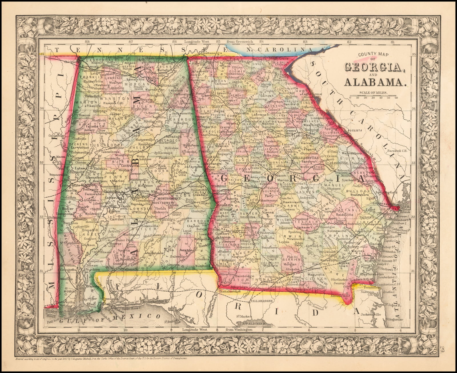 Map Of Georgia Alabama  Cities And Towns Map