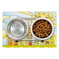 thumbnail image 1 of Garden Pet Mat for Food and Water, Childlike Drawing of City Under Smiling Sun Cartoon Houses Garden Cloud Nursery, Non-Slip Rubber Mat for Dogs and Cats, 18" X 12", by Ambesonne, 1 of 2