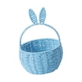 thumbnail image 2 of Cesta de almacenamiento tejida, cesta de mano con orejas de conejo, cesta de comestibles hecha a mano, cesta de picnic para huevos de Pascua, regalos Azul, 2 of 8