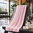 thumbnail image 3 of AHGQT Microfiber Bath Towel, 29.5'' x 13.7'' Large Quick Dry Wave Stripe Bathroom Towels, Highly Absorbent Soft Coral Fleece Decorative Towel for Body Shower Gym, 4Pcs, Pink, 3 of 5