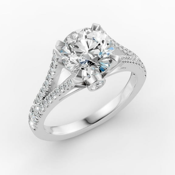 OMRE 4 Carat Moissanite Ring 18K White Gold Plated 925 Sterling Silver Anniversary Engagement Wedding Promise Ring for Women