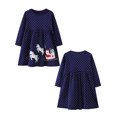 thumbnail image 7 of HWJAD 2-7 Years Kids Girl's Dresses Cotton Jersey Long Sleeve Crewneck Swing A-Line Cute Santa Claus Unicorn Midi Christmas Dress, 7 of 7