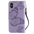 thumbnail image 3 of iPhone XR Wallet case, Allytech Pretty Retro Embossed Butterfly Flower Design PU Leather Book Style Wallet Flip Case Cover for Apple iPhone XR 6.1", Purple, 3 of 10