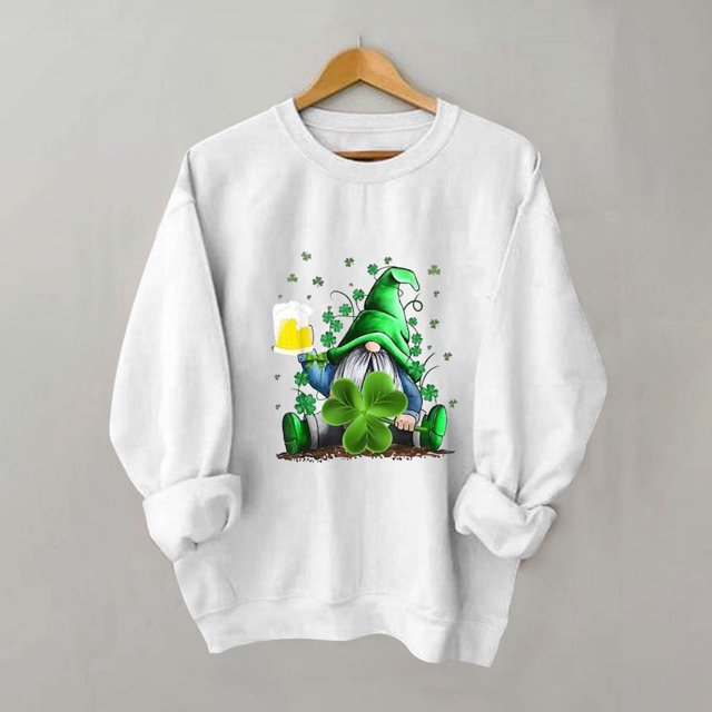 Qiopertar Mode Femmes Saint-Patrick Décontracté Manches Longues Col Rond Imprimé Chandail en Molleton Dames Hauts Blouse Offres de la Semaine Liquidation Moins de 5$ jusqu'à 90 % de Réduction