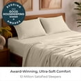 thumbnail image 2 of Mellanni 4-Piece Iconic King Bedsheet Set - Microfiber, 16" Deep Pocket, Cooling, Wrinkle, Fade, Stain Resistant, Beige, 2 of 7
