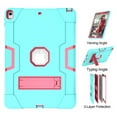 thumbnail image 3 of Case for 2019 iPad Air 3 10.5/2017 iPad Pro 10.5 inch, Kickstand Shockproof Kids Proof Case Heavy Duty High Impact Resistant Hybrid Three Layer Rugged Defender Full Body Protection Case, Mint+Rose, 3 of 7