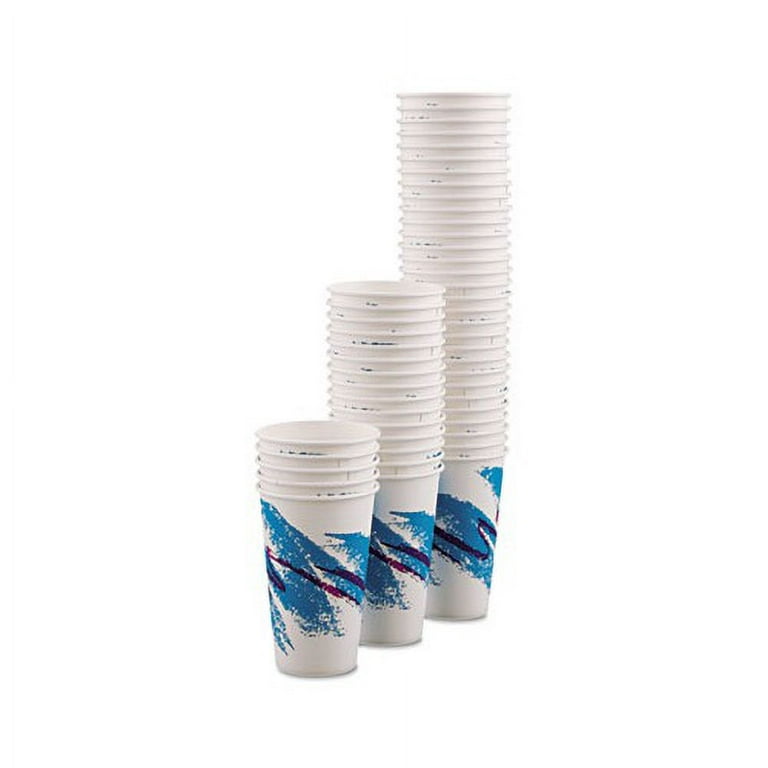 Tistheseason Solo Cup Jazz Paper Hot Cups; 16 oz. Polycoated - White; Green;  Purple (TI9455)