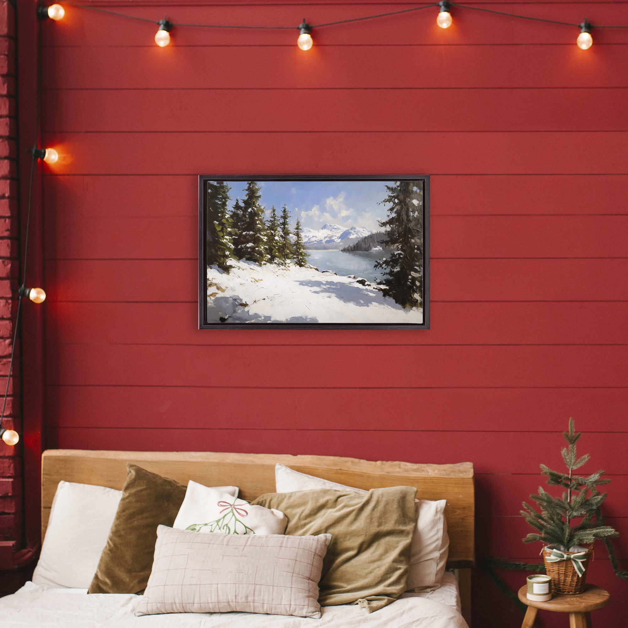 Way Up North Landscape Black Framed Floater Canvas Wall Art, design by Petal Prints Design