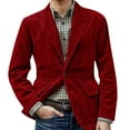 thumbnail image 2 of Mens Corduroy Blazer Slim Fit Sport Long Sleeve Suit Jackets Corduroy Dress Work Wear Coats Single Breasted Workout Casual Blazer Vintage Business Mens Blazer Dwelliawo Red XL, 2 of 5