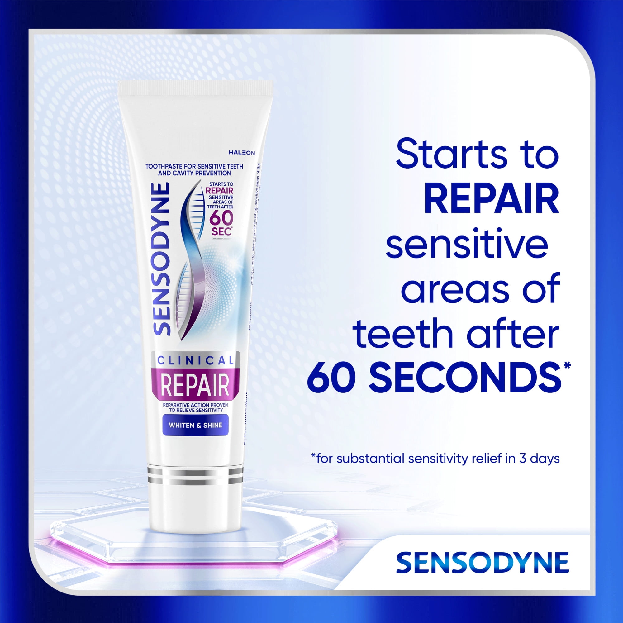 Sensodyne Clinical Repair Whiten & Shine Toothpaste for Sensitivity Relief, 3.4 Oz