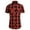 Red, variant on WREESH Men's Work Button Down Shirts Casual Fashion Plaid Turn-Down Collar Button Short Sleeve Shirts Plaid Shirt Tops Black