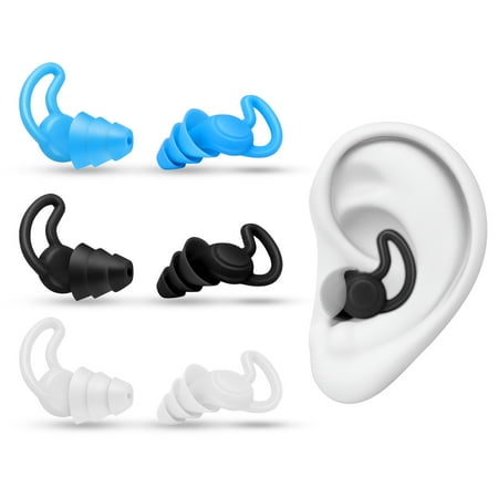 

3Pairs Ear Plugs for Sleeping Noise Cancelling Reusable Waterproof Silicone Ear Plugs for oise Cancelling Plugs Work Travel and All Loud Events