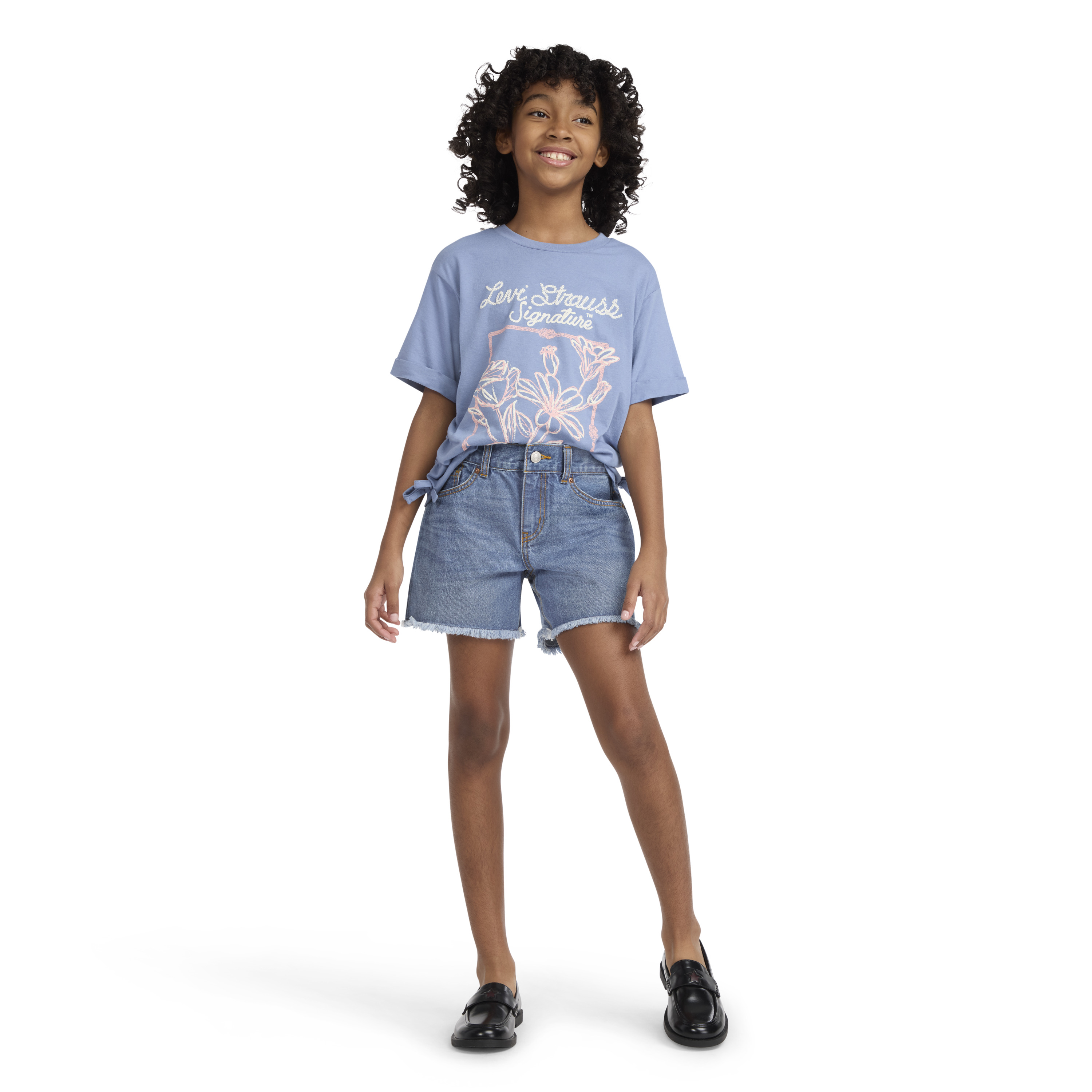 Levi Strauss Signature Girls Midi Denim Shorts, Sizes 5-18
