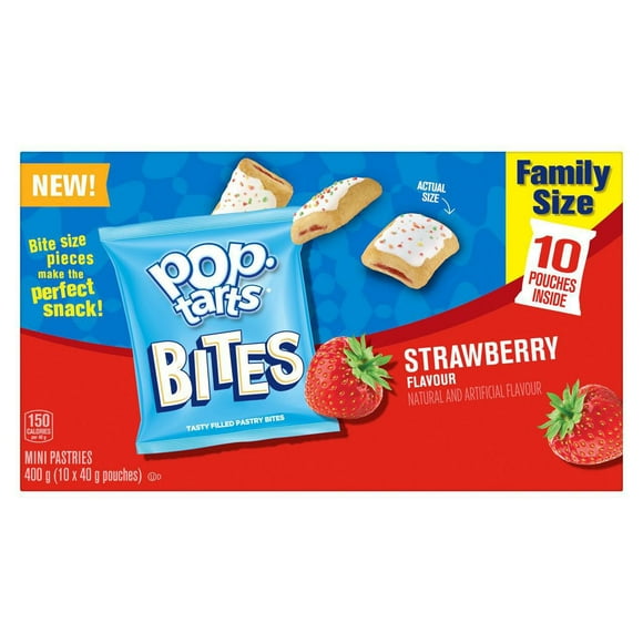 Kellogg's Pop-Tarts Bites Mini Pastries Strawberry Flavour Family Size 400 g 10 Pouches, Toaster pastries