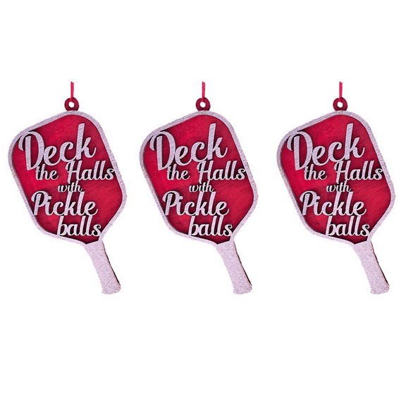 3X Deck the  with Pickleballs Ornament for Christmas,  for Pickleball Lovers, Special and  Gift