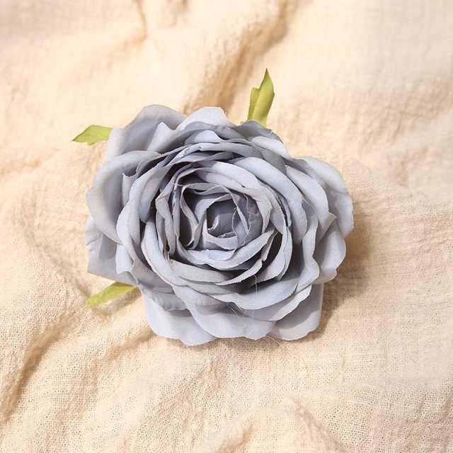 Cabeza de flor de rosa de tela de seda, flor artificial, flor artificial, decoración del hogar para bodas, disfraces