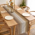 thumbnail image 3 of Brown Beige Table Runner - 108 Inch Long, Kitchen Dining Table Runner Dresser Scarves, Farmhouse Vintage Gradient Wooden Grain Farmhouse Decor for Coffee Tables Wedding Party Banquet, 3 of 8