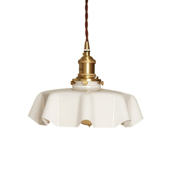 Small flower shape creamy glass pendant light fixtures for kitchen sink, vintage Japanese style kitchen island pendant lighting, retro Nordic hanging lamp ceiling chandelier over dining table