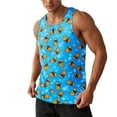 thumbnail image 2 of BUWTTED Tank Tops for Men Full Graphic Summer Holiday Seaside Daily Casual Style Sleeveless Hawaiian Beach Breathable Blue Shirt L, 2 of 8