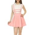 thumbnail image 3 of MODA NOVA Junior's Party Costume Elastic Waist Cut Out A Line Mini Suspender Skirt Pink 2XL, 3 of 5