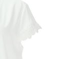 thumbnail image 7 of TKLPEHG Womens Short Sleeve Tops V-Neck Lace Stitching Shirt Short Sleeve T Shirts Going Out Tops Summer Loose Shirts Fashion Casual Solid Color Blouses (White,XXL), 7 of 7