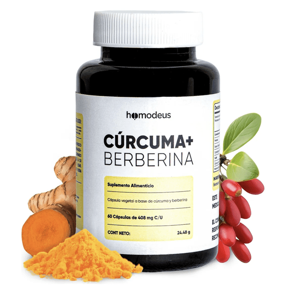 Berberina + Cúrcuma 60 Cáp Turmeric Berberine Fórmula Limpia