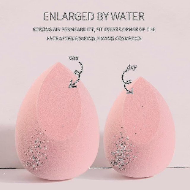 Esponjas de maquillaje Yashi en forma de huevo con forma de lágrima y frasco para mezclar color rosa biselado