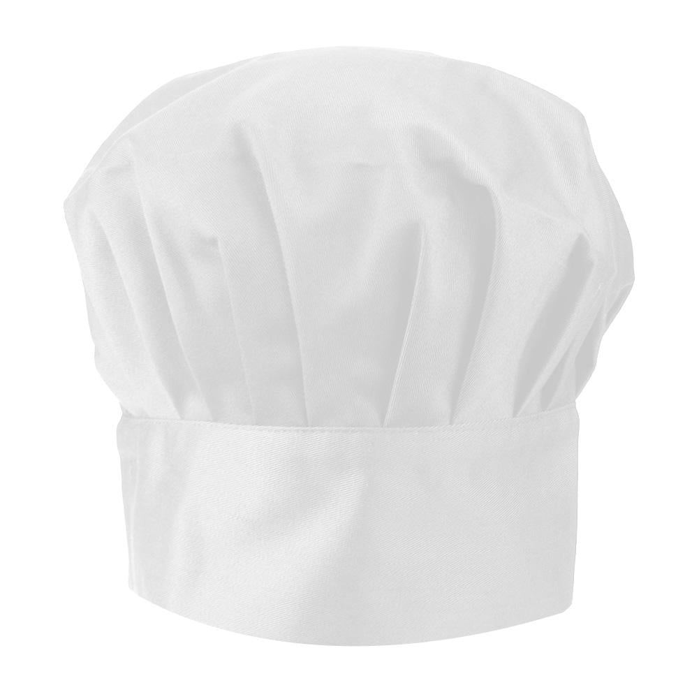 White Adjustable Elastic Men Women Mushroom Cap Cooking Kitchen Chef Hats L&6 