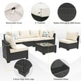 7 Pieces Outdoor Rattan Wicker Patio Set with Coffee Table, Armless
