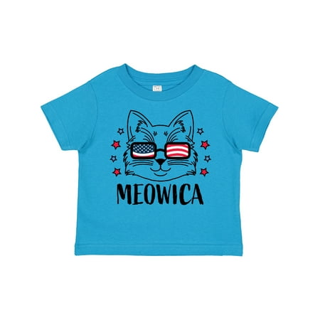 

Inktastic 4th of July Meowica Cat in Flag Sunglasses Gift Toddler Boy or Toddler Girl T-Shirt