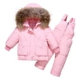 thumbnail image 2 of Hicidod Toddler Snow Suit Hooded Windproof Fashion Solid Toddler Snowsuit Thicken Winter Puffy Ski Snow Pant And Jacket Bib Set, 2 of 3