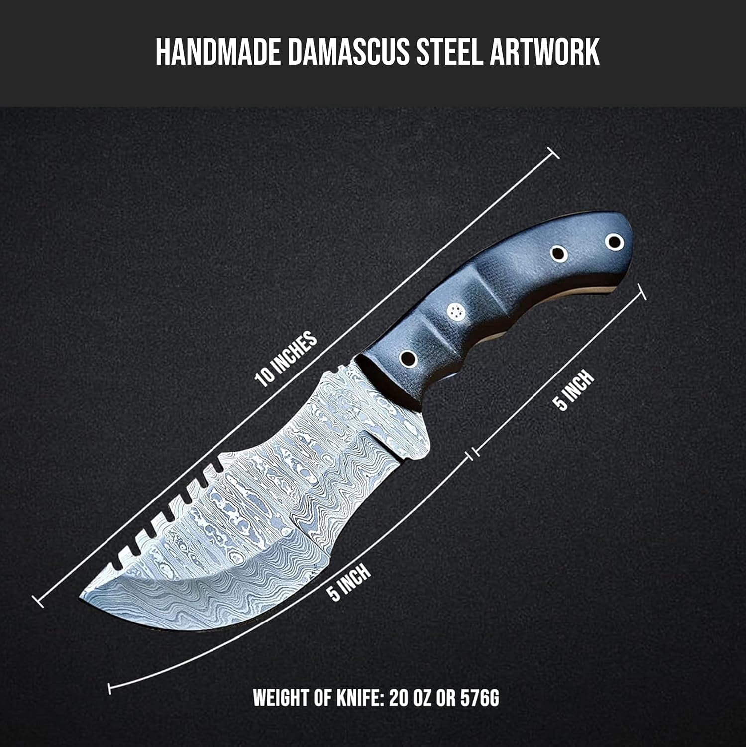 Handmade D2 Steel Tracker Knife 12" - Full Tang Fixed Blade - Micarta Handle & Leather Sheath - Bushcraft Outdoor Camping & Survival Hunting Knife - Collector Hunter Gifts