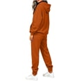 thumbnail image 6 of Hzzrkos Women Casual Loose Solid Color Hooded Long Sleeve Drawstring Kangaroo Pocket Sweatshirt Jogger Pants Tracksuit Lounge Set Two Piece Outfit Rose Gold, 6 of 7