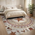 thumbnail image 3 of ODIKA 8'x10' Washable Area Rug Distressed Bands Farmhouse Border Lettering Primitive Vintage Folk Playful for Dining Room, Large Office, Lounge, Non-Slip Chair-Friendly Mat, 3 of 7