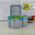 thumbnail image 5 of Sterilite 30 Gal Gasket Tote, Heavy Duty Stackable Storage Bin with Latching Lid, Plastic Container to Organize Basement, Gray Base and Lid, 3-Pack, 5 of 9