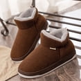 thumbnail image 2 of nsendm Male Shoes Adult Slide on Snow Boots Men Color Suede Cotton Slippers Warm Thick SToled Short Cotton Boots Hiking Boots Size 15 Brown 11, 2 of 6