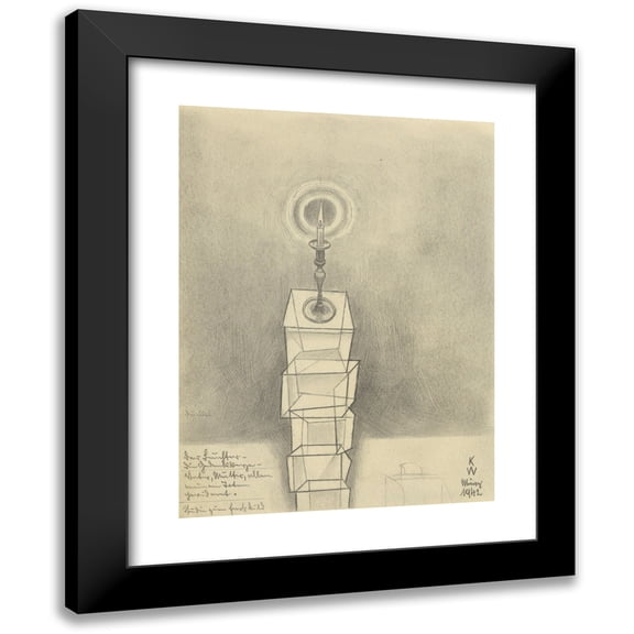 Karl Wiener 12x14 Black Modern Framed Museum Art Print Titled - The Candlestick -The Memorial Candle -. (1942)