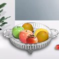 thumbnail image 3 of Bandeja de servicio tallada hueca plateada, bandeja decorativa forma forma forma , bandeja de tocador con asa, bandeja de servicio de Navidad, diámetro BLESIY Bandeja de servir, 3 of 8