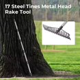 thumbnail image 4 of Telescopic Rake with Stainless Handle Steel 17 Prong Metal Head, Heavy Duty Ra.,, 4 of 8