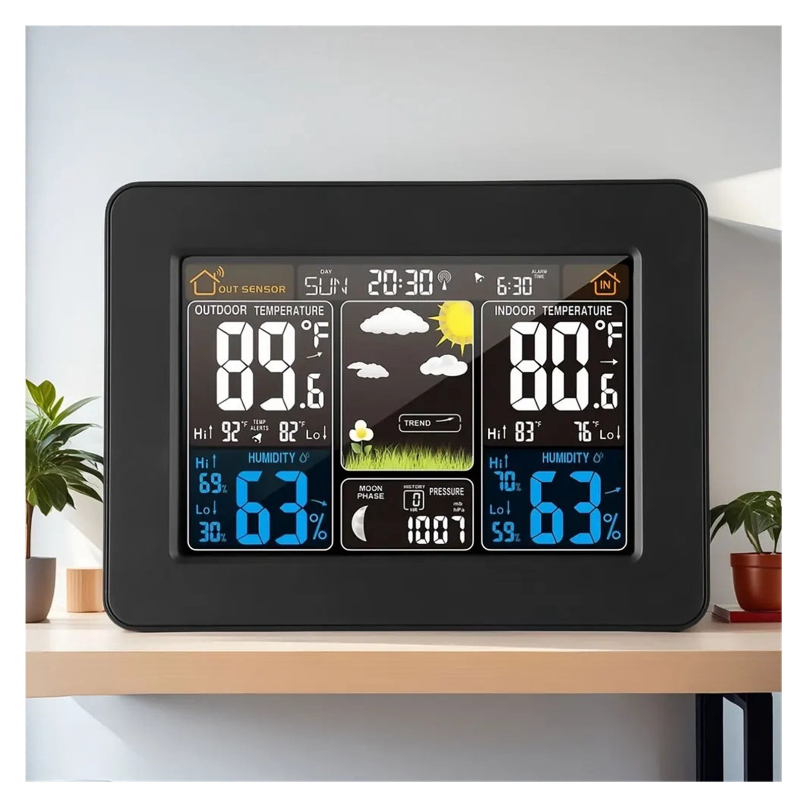Wireless Weather Station with Large Color Screen, Digital Wall Mounted Clock
