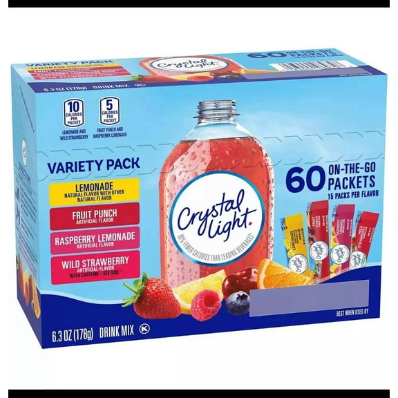 Crystal Light Variety Pack Drink Mix Packets 60 pk.