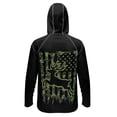 thumbnail image 2 of SEANATIVE Men's Sun Hoodie for Fishing, Long Sleeve Shirt UV Protection Cooling Full Coverage Fishing Pullover Top with Built-in Face Mask Neck Gaiter, S, Deer American Flag Camo Green, 2 of 7