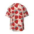 thumbnail image 6 of Lsque Red Strawberry print Men's Cuban Collar Short Sleeve Shirt Summer Beachwear Casual Button Down Fashionable Vacation Leisure Shirt-3X-Large, 6 of 7
