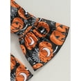 thumbnail image 5 of Newborn Baby Girl Halloween Outfits Long Sleeve Romper Tops Pumpkin Bell-Bottom Flare Pants Headband Infant Fall 3Pcs Clothes Set, 5 of 7