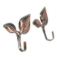 thumbnail image 4 of 12 x Iron Leaf Shaped Curtain Tie Backs Holders Wall Hooks Home Decor, Red Bronze, 4 of 8