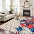 thumbnail image 2 of Area Rug for Living Room, 4th of July Non-Slip Indoor Large Carpet for Bedroom/Dining Room, Independence Day Farmhouse Stars Red Blue Washable Low-Profile Rectangle Floor Runner Rugs - 5 x 8 Ft, 2 of 8